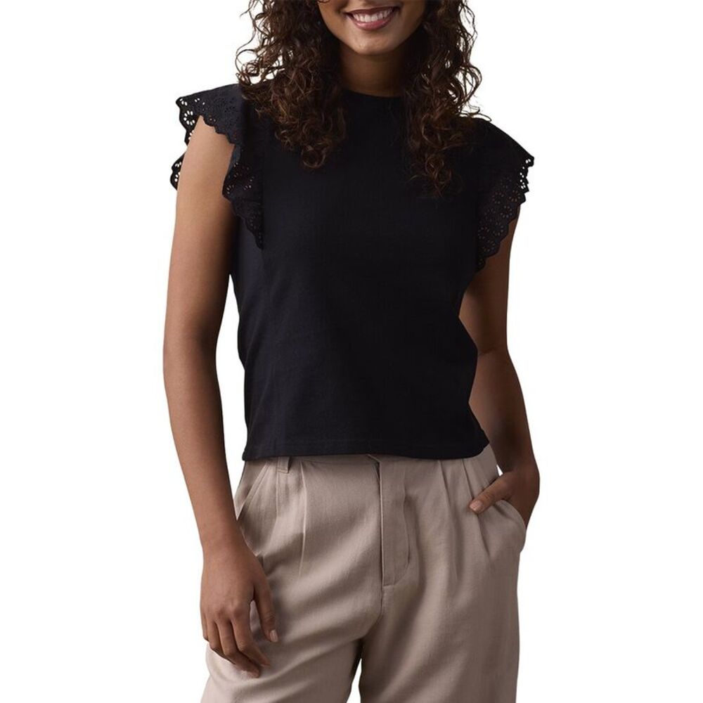 The Normal Brand Womens Marnie Eyelet Top, Black
